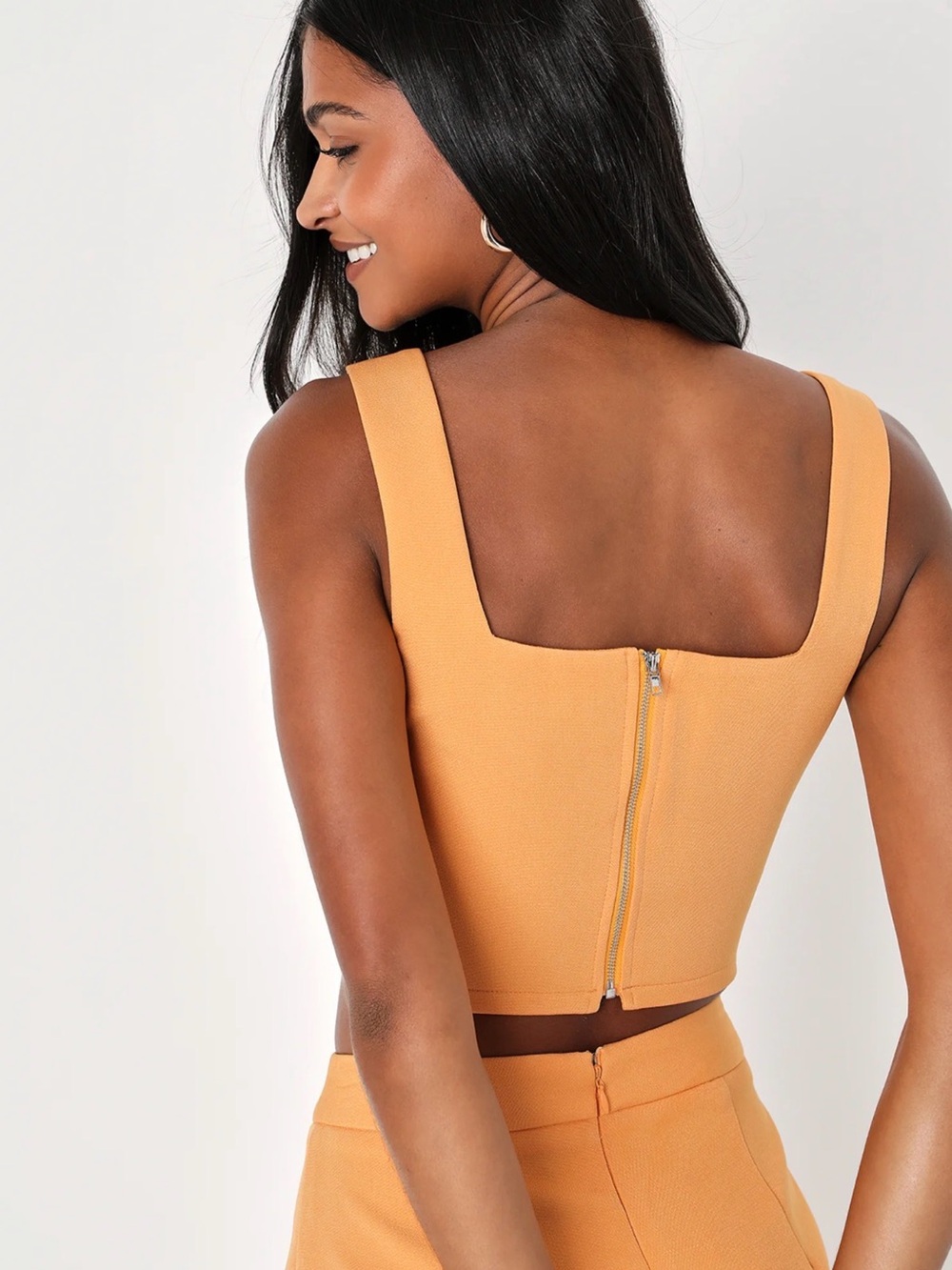 Lulu’s Divinely Sunny Light Orange Sleeveless Two-Piece Romper - Picture 3 of 4